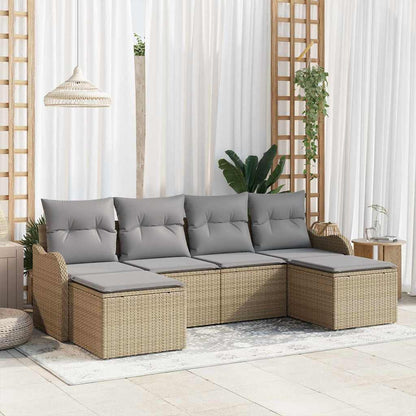 Set Divano da Giardino 6 pcs beige e grigio chiaro Poly Rattan
