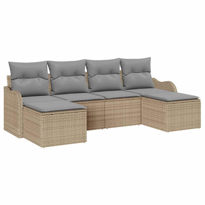 Set Divano da Giardino 6 pcs beige e grigio chiaro Poly Rattan