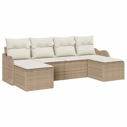 Set Divano da Giardino 6 pcs Beige e bianco Poly Rattan
