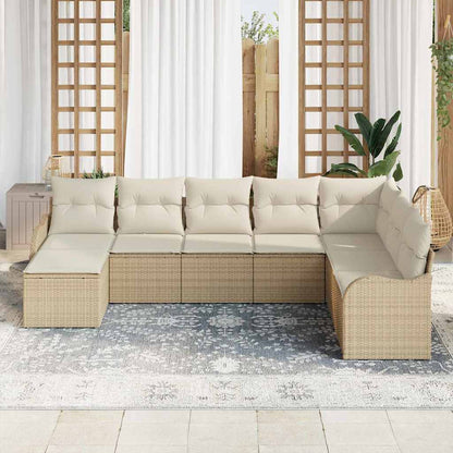 Set Divano da Giardino 8 pcs Beige e bianco Poly Rattan