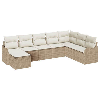 Set Divano da Giardino 8 pcs Beige e bianco Poly Rattan