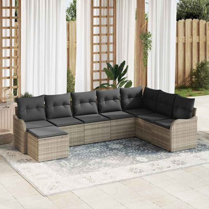 Set Divano da Giardino 8 pcs Grigio chiaro Poly Rattan