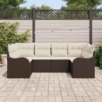 Set Divano da Giardino 6 pcs Marrone e bianco Poly Rattan