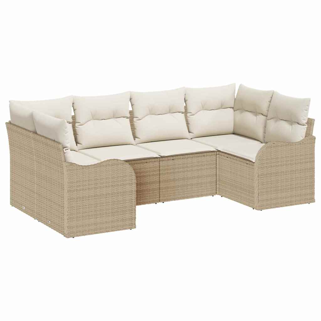 Set Divano da Giardino 6 pcs Beige e bianco Poly Rattan
