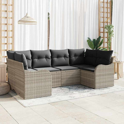 Set Divano da Giardino 6 pcs Grigio chiaro Poly Rattan