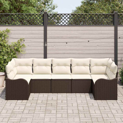 Set Divano da Giardino 7 pcs Marrone e bianco Poly Rattan