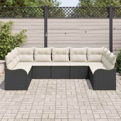 Set Divano da Giardino 9 pcs Nero e bianco polyrattan