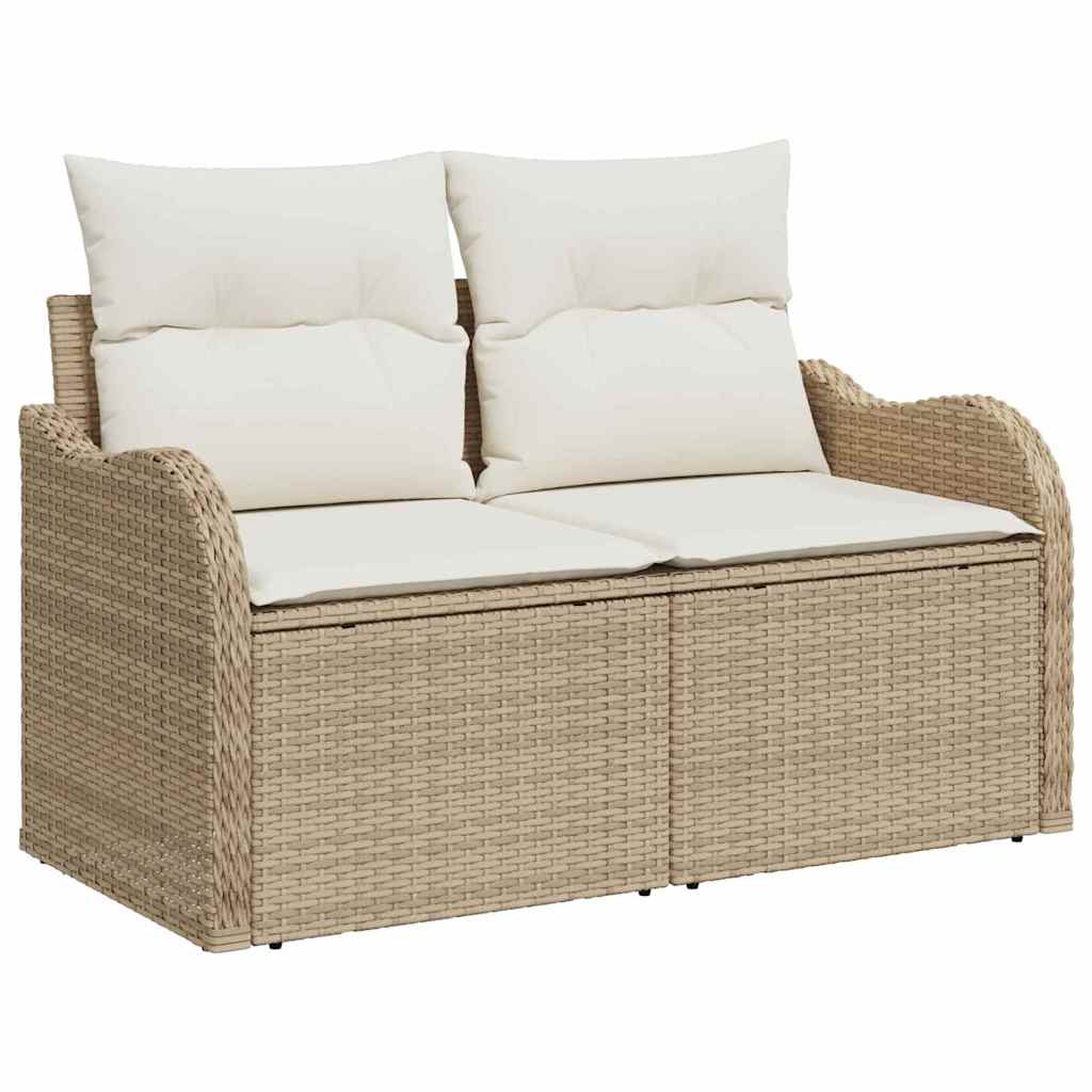 Set Divano da Giardino 10 pcs Beige e bianco Poly Rattan