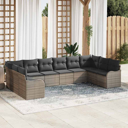 Set Divano da Giardino 10 pcs Grigio polyrattan