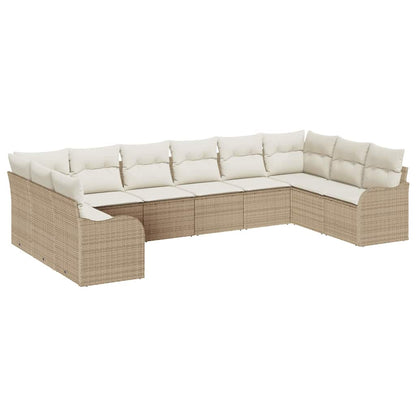 Set Divano da Giardino 10 pcs Beige e bianco polyrattan