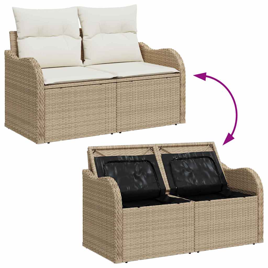 Set Divano da Giardino 10 pcs Beige e bianco polyrattan