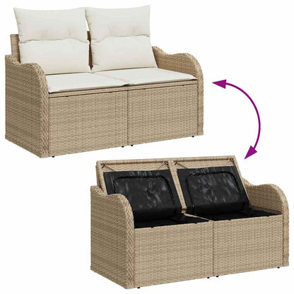 Set Divano da Giardino 10 pcs Beige e bianco polyrattan