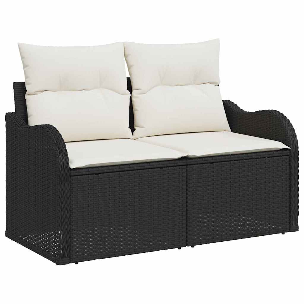 Set Divano da Giardino 11 pcs Nero e Bianco polyrattan