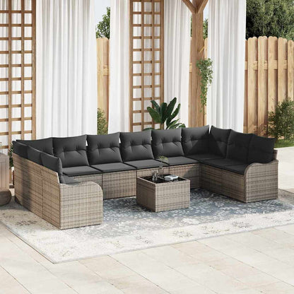 Set Divano da Giardino 11 pcs Grigio polyrattan