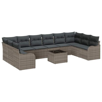 Set Divano da Giardino 11 pcs Grigio polyrattan