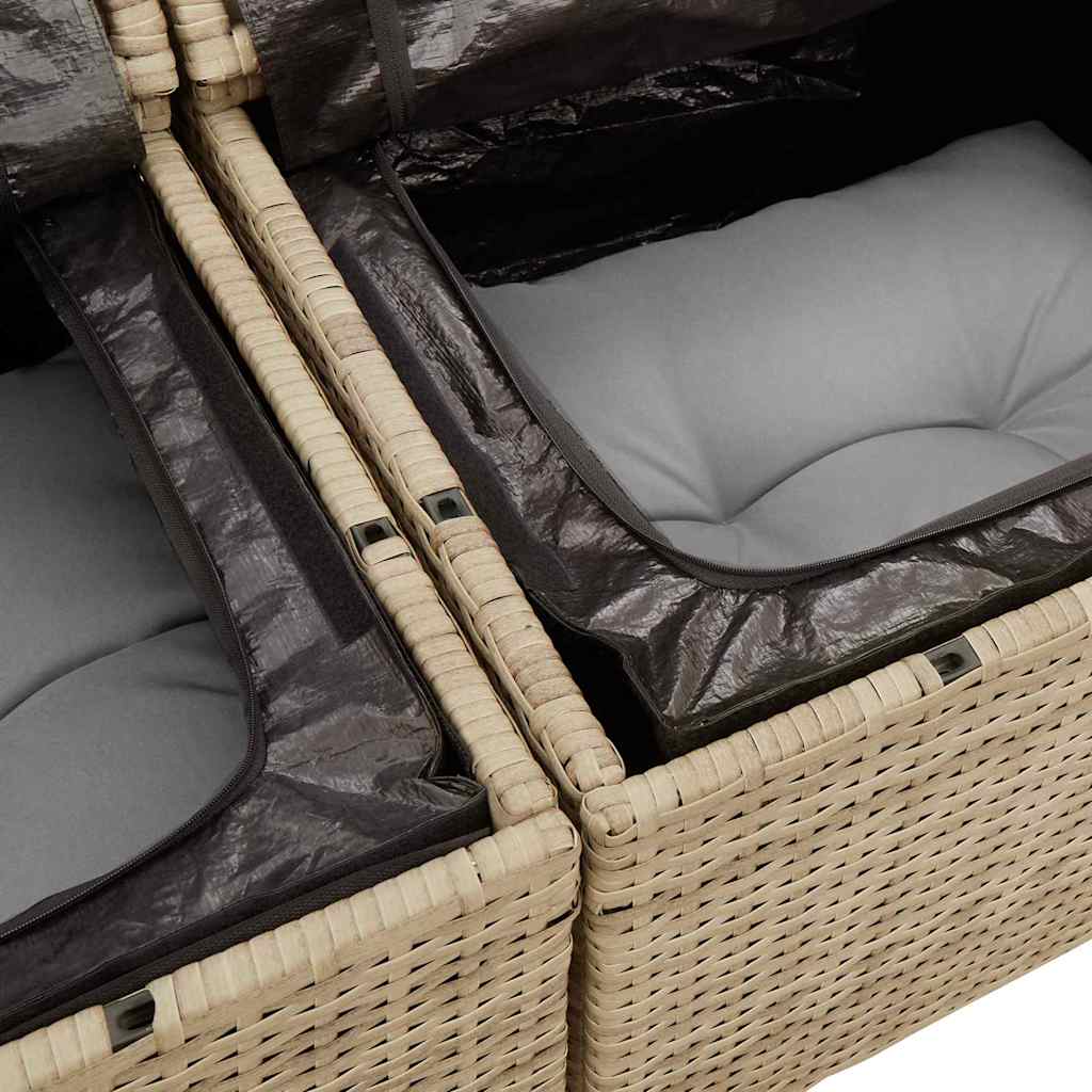 Set Divano da Giardino 3 pcs beige e grigio chiaro Poly Rattan
