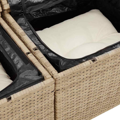 Set Divano da Giardino 3 pcs Beige e bianco Poly Rattan