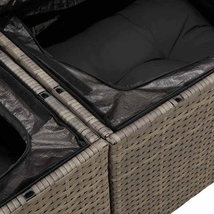 Set Divano da Giardino 5 pcs Grigio Polyrattan, Acciaio e Vetro