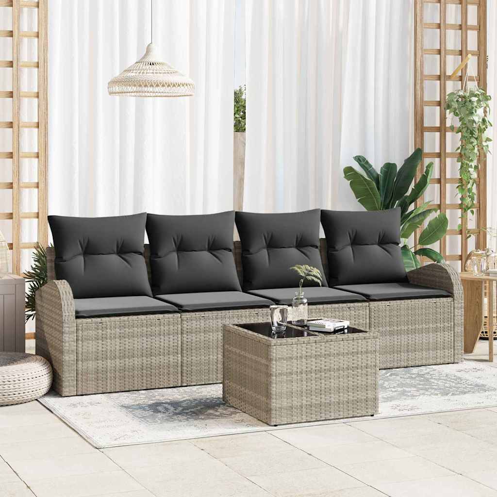 Set Divano da Giardino 5 pcs Grigio chiaro e grigio scuro