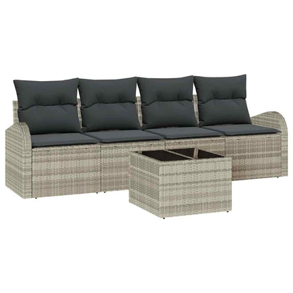 Set Divano da Giardino 5 pcs Grigio chiaro e grigio scuro