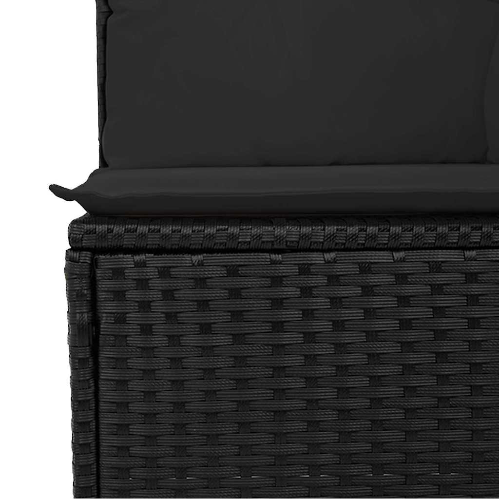 Set Divano da Giardino 5 pcs Nero Polyrattan, Acciaio e Vetro
