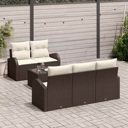 Set Divano da Giardino 6 pcs Marrone e Crema polyrattan