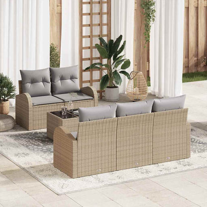 Set Divano da Giardino con cuscino 6 pcs Beige e grigio