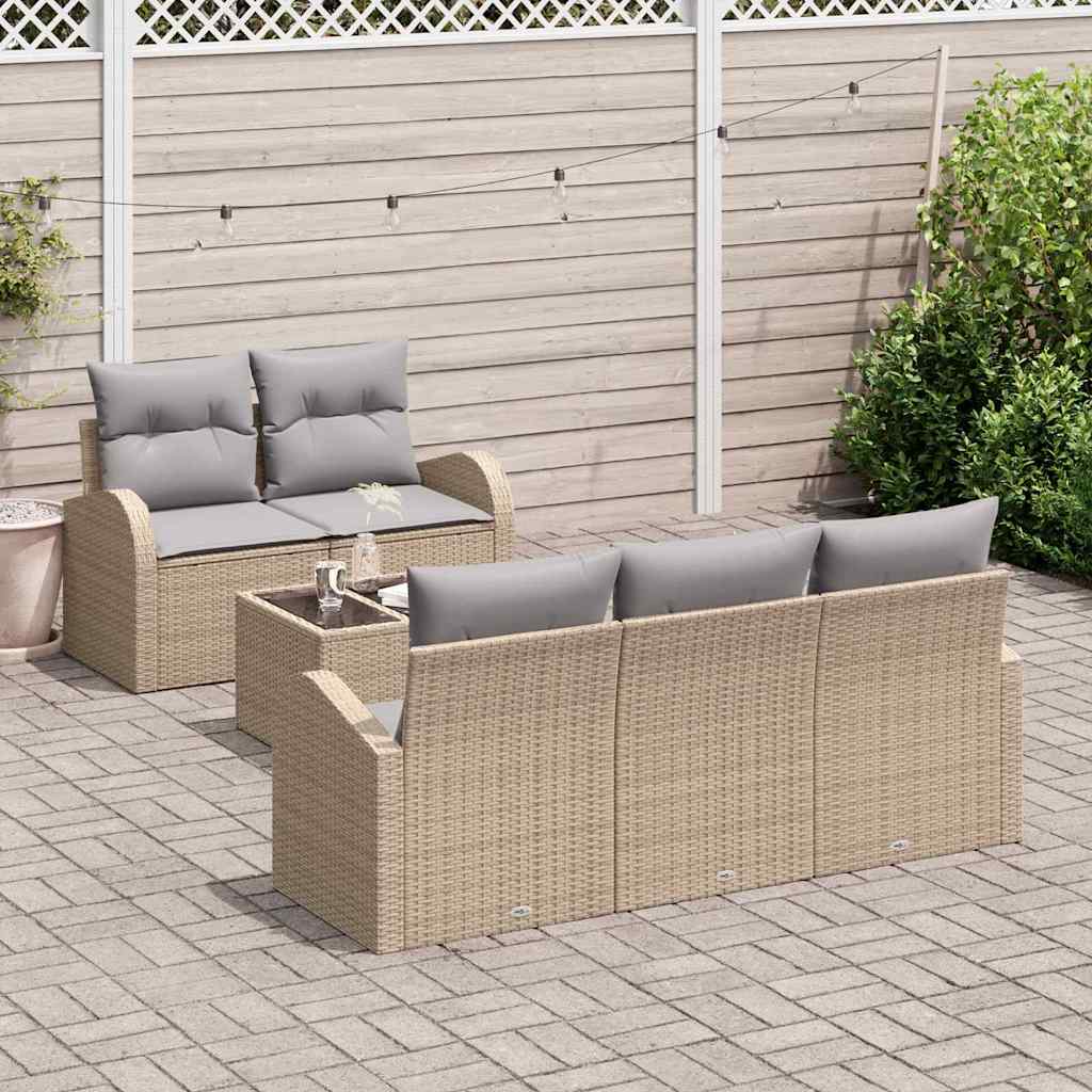 Set Divano da Giardino con cuscino 6 pcs Beige e grigio