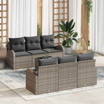 Set Divano da Giardino con cuscino 7 pcs Grigio polyrattan