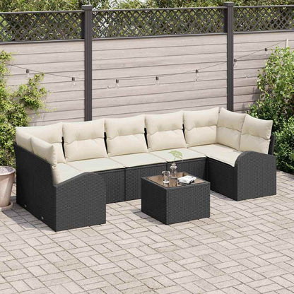 Set Divano da Giardino con cuscino 8 pcs Nero e Crema
