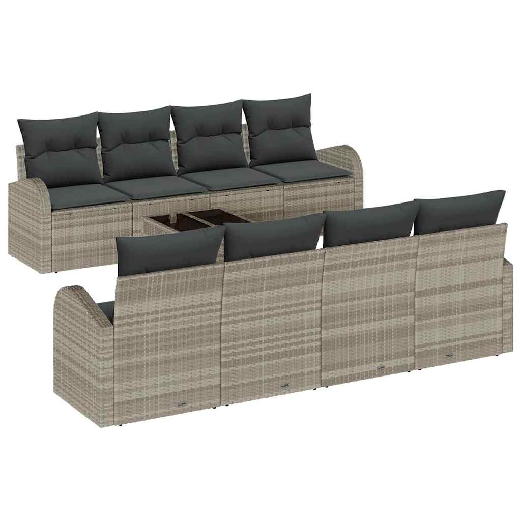 Set Divano da Giardino 9 pcs Grigio chiaro e grigio scuro