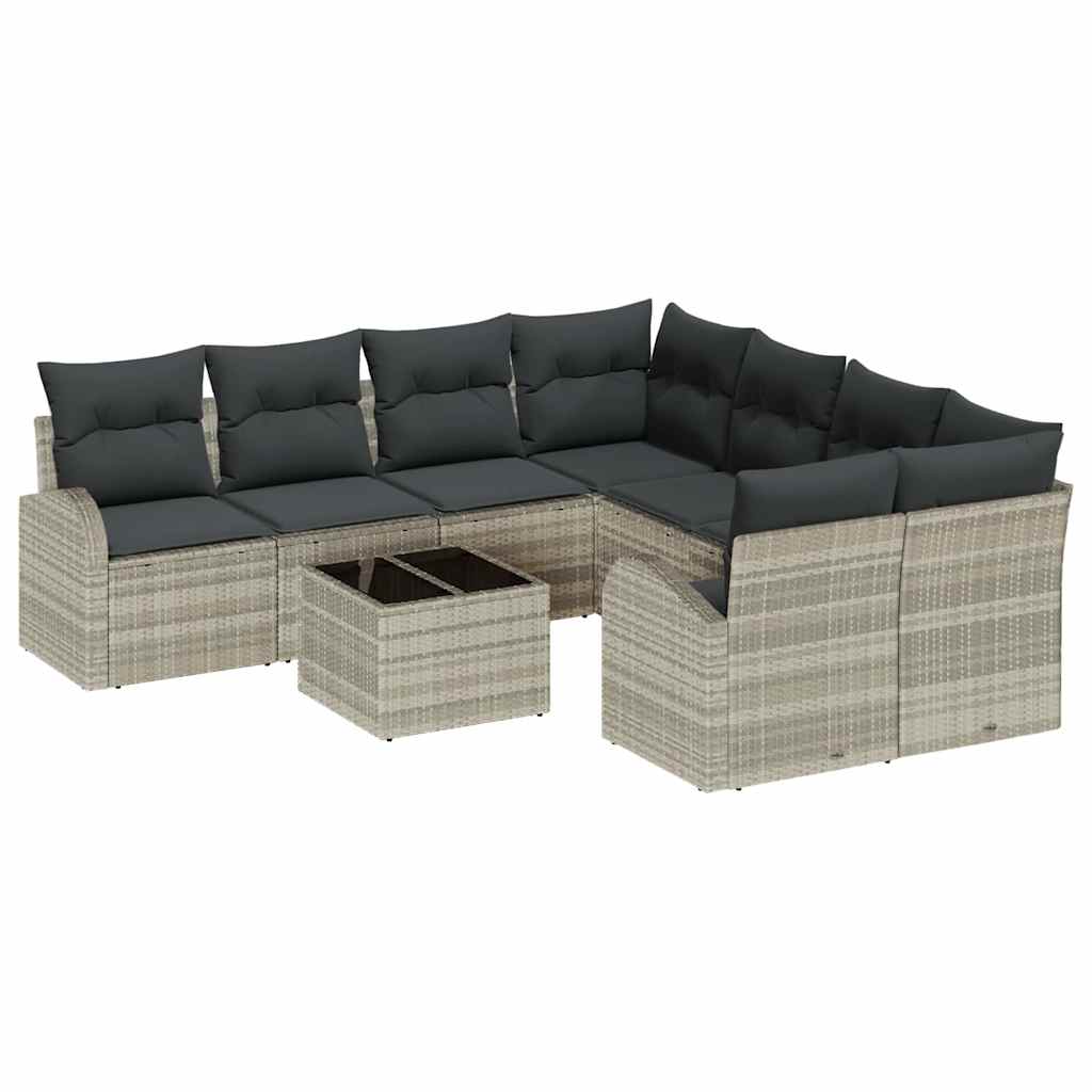 Set di divani 9 pcs Grigio chiaro e grigio scuro polyrattan