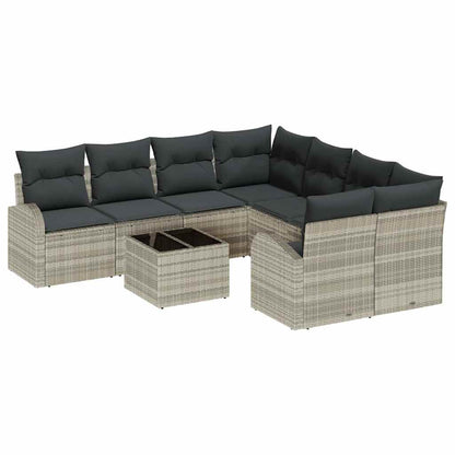 Set di divani 9 pcs Grigio chiaro e grigio scuro polyrattan
