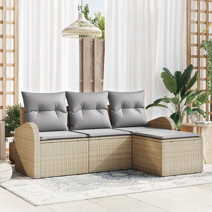 Set di divani 4 pcs Beige e Grigio Chiaro polyrattan