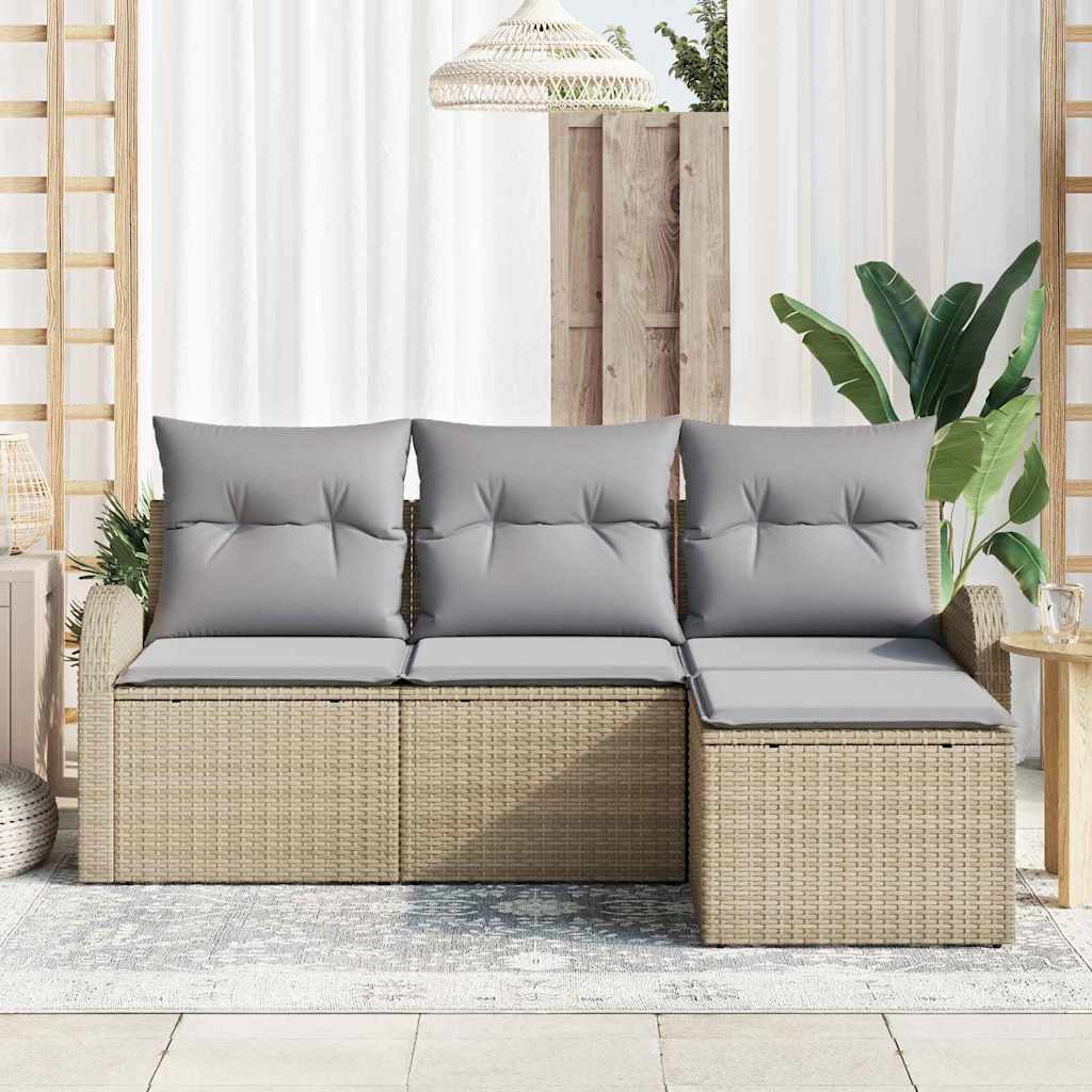 Set di divani 4 pcs Beige e Grigio Chiaro polyrattan