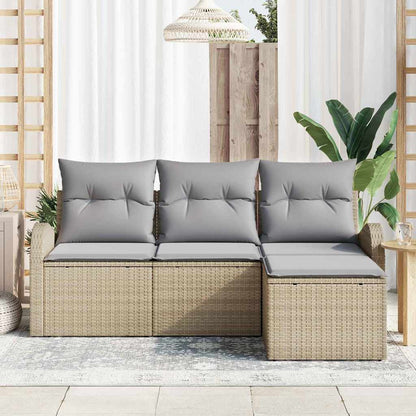 Set di divani 4 pcs Beige e Grigio Chiaro polyrattan