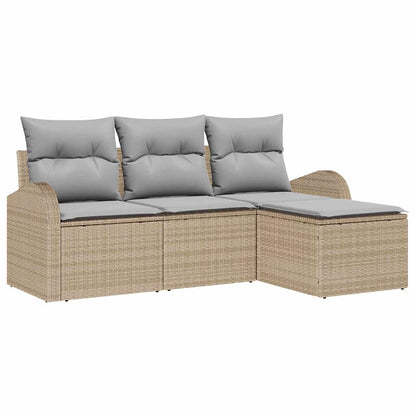 Set di divani 4 pcs Beige e Grigio Chiaro polyrattan