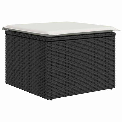 Set di divani con cuscino 5 pcs Nero e Bianco polyrattan