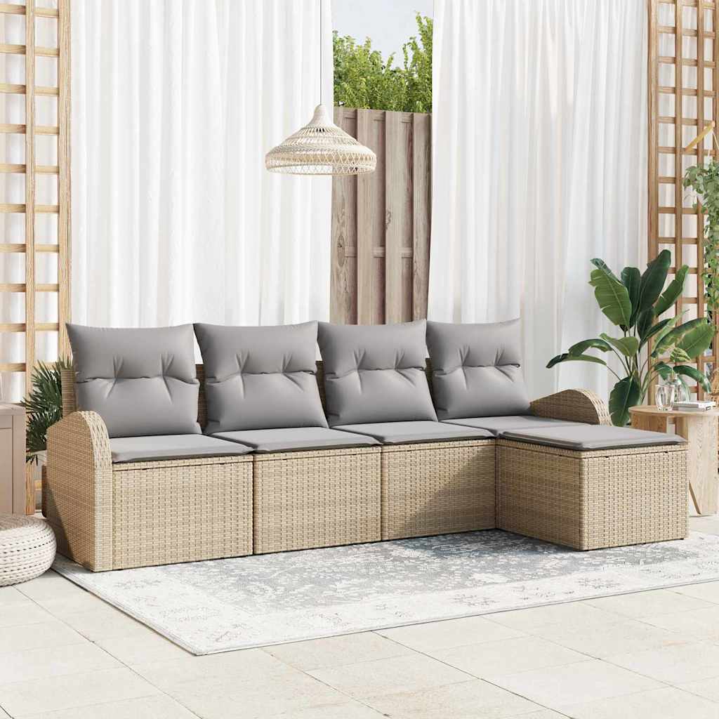 Set di divani 5 pcs Beige e Grigio Chiaro polyrattan