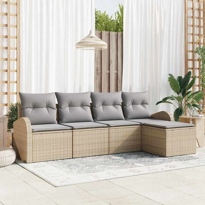 Set di divani 5 pcs Beige e Grigio Chiaro polyrattan