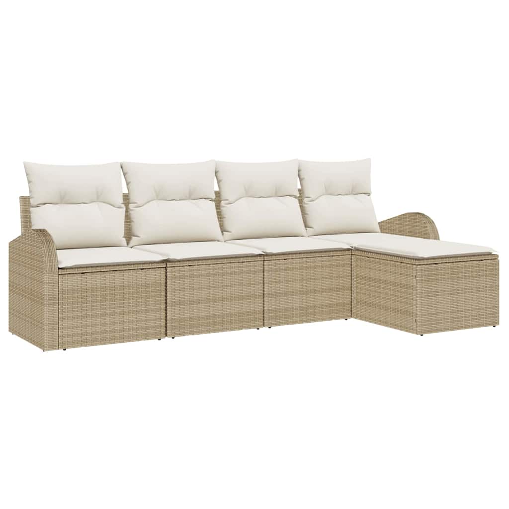 Set di divani con cuscino 5 pcs Beige e Bianco polyrattan
