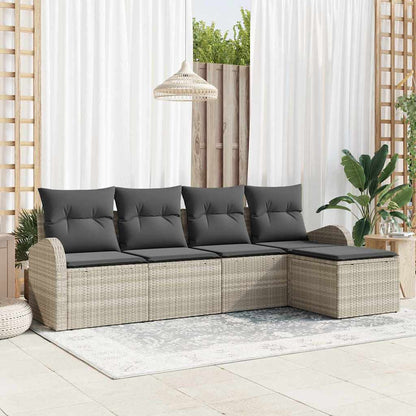 Set di divani con cuscino 5 pcs Grigio chiaro polyrattan