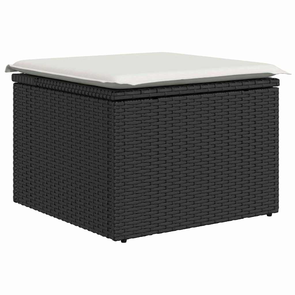 Set di divani con cuscino 6 pcs Nero e Bianco polyrattan