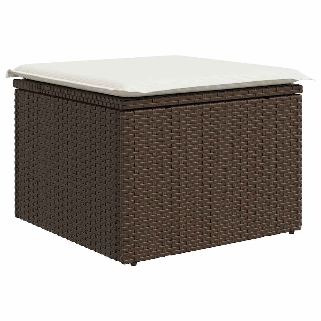 Set di divani con cuscino 6 pcs Marrone e bianco polyrattan