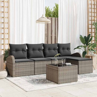 Set di divani con cuscino 6 pcs Grigio polyrattan