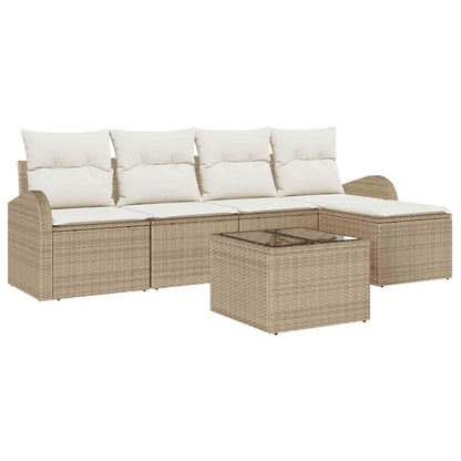 Set di divani con cuscino 6 pcs Beige e Bianco polyrattan