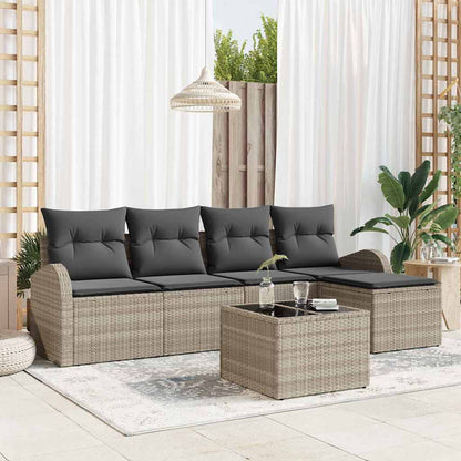 Set di divani con cuscino 6 pcs Grigio chiaro polyrattan