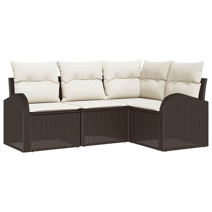 Set Divano da Giardino 4 pcs Marrone e bianco polyrattan