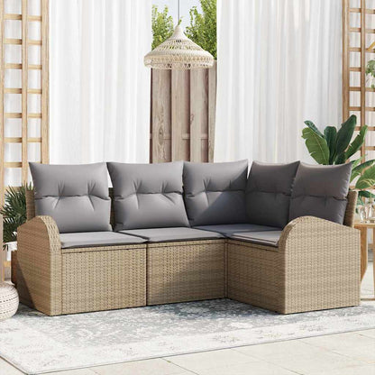 Set Divano da Giardino 4 pcs Beige e Grigio Chiaro polyrattan