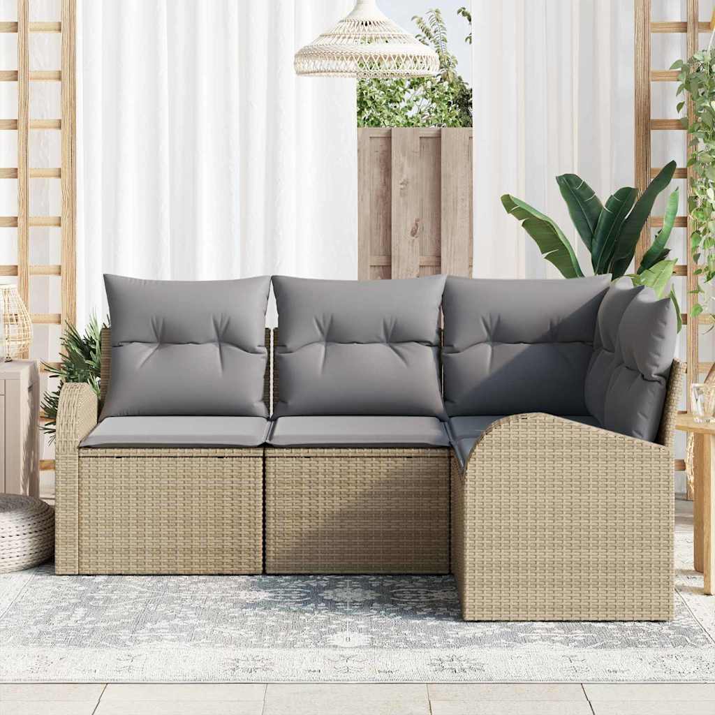 Set Divano da Giardino 4 pcs Beige e Grigio Chiaro polyrattan